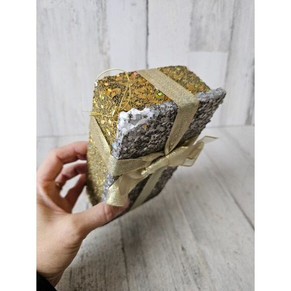 Large silver gold sparkle present Xmas decor Styrofoam - Picture 4 of 9